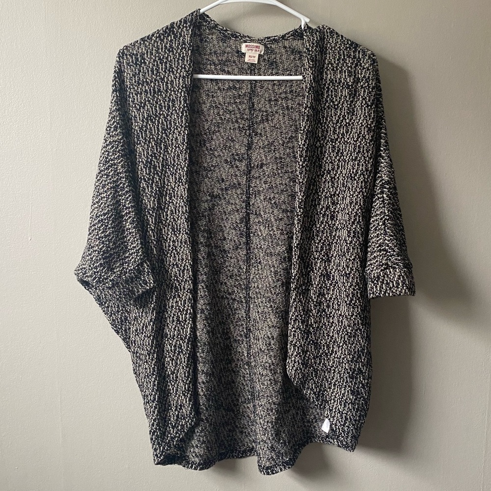 Mossimo Black/Tan Open Front Sweater Sz XS